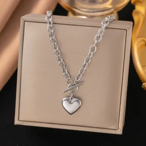 Collar Corazón Conectado Plata