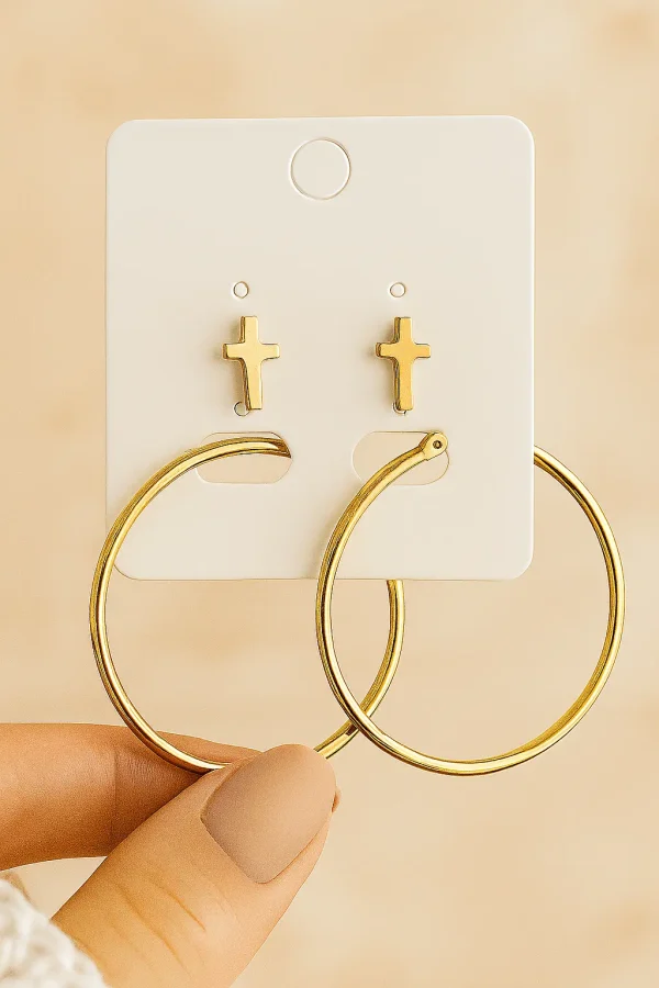 Arracadas y Cruz  - Set de Aretes