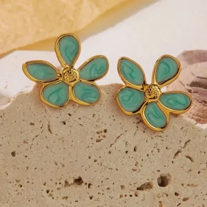 Aretes Flores de Luz Turquesa