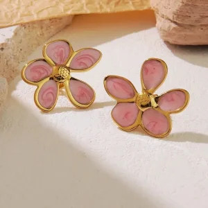 Aretes Flores de Luz Rosa