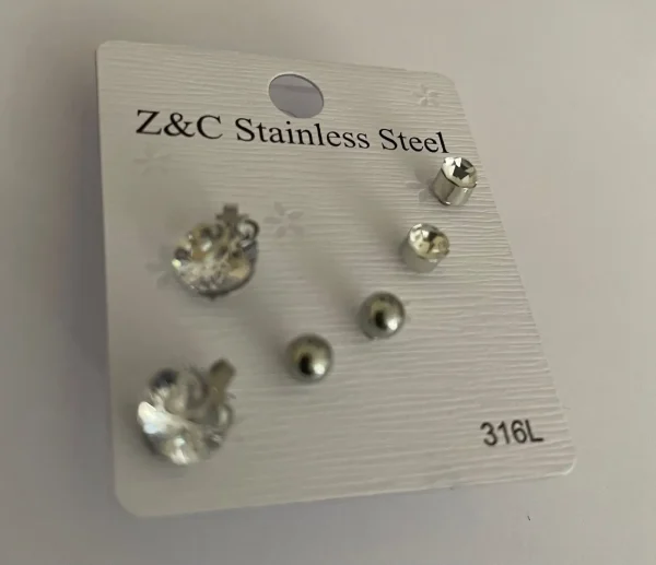 Set Aretes Plata - 3 Piezas