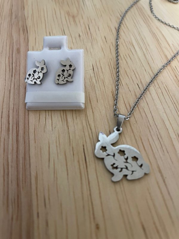 Duo Conejo & Flores - Aretes y Collar