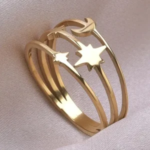 Anillo Sol y Luna Dorado