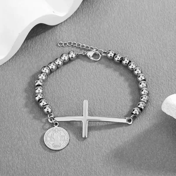 Pulsera Cruz Plateada