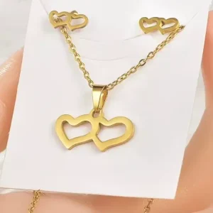 Duo Corazones - Aretes y Collar