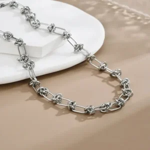 Collar Nudos Metálicos Plata