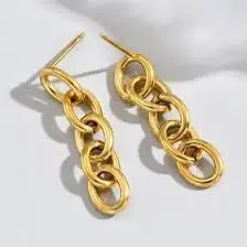 Aretes Tipo Cadena Doradas