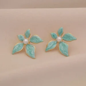 Aretes Flores Aqua