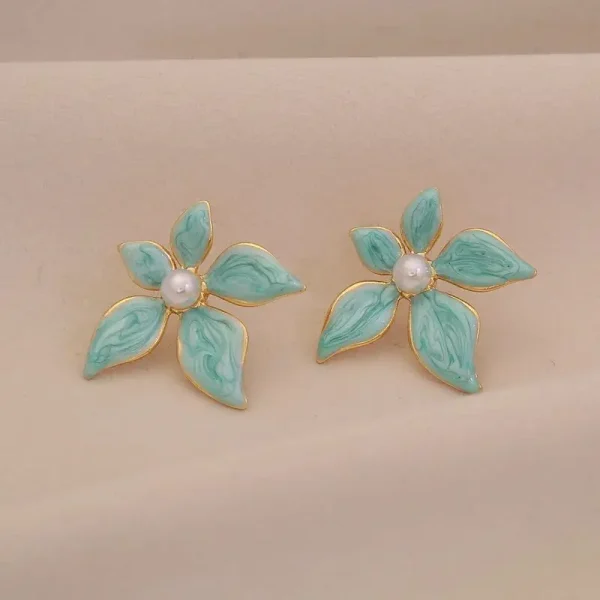 Aretes Flores Aqua