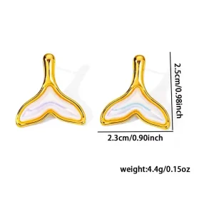 Aretes Colas de Sirena Blanca