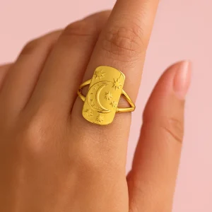 Anillo Cielo Estelar Dorado