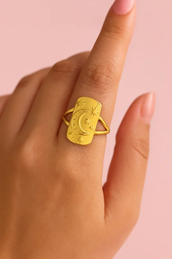 Anillo Cielo Estelar Dorado