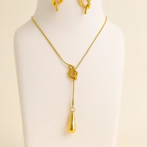 Set Collar Nudos Dorados +Aretes