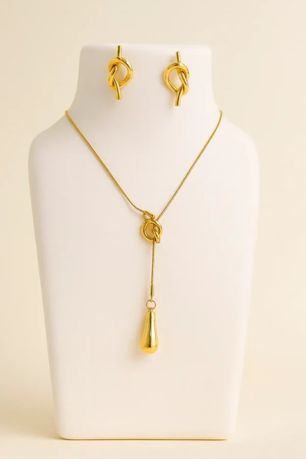 Set Collar Nudos Dorados +Aretes