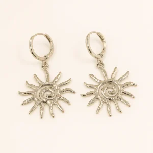 Aretes Soles Colgantes Plata