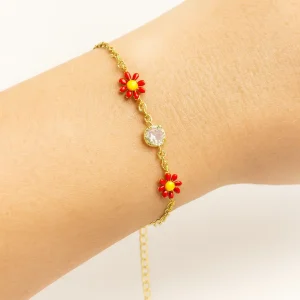 Pulsera Flores Rojas